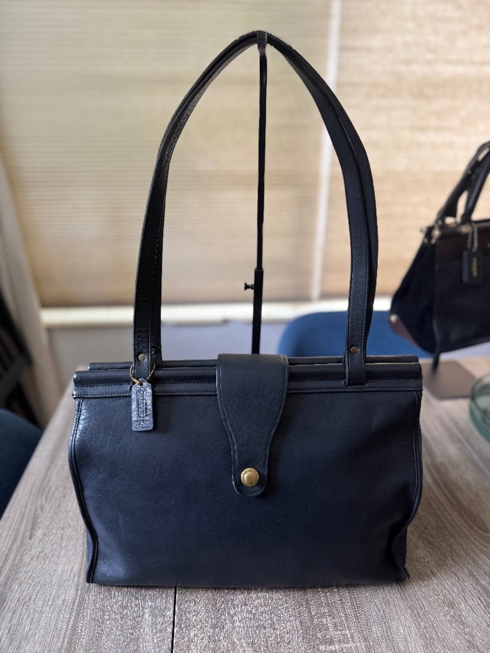 Vintage Coach Frame Tote Bag — Black Glove-Tanned Leather